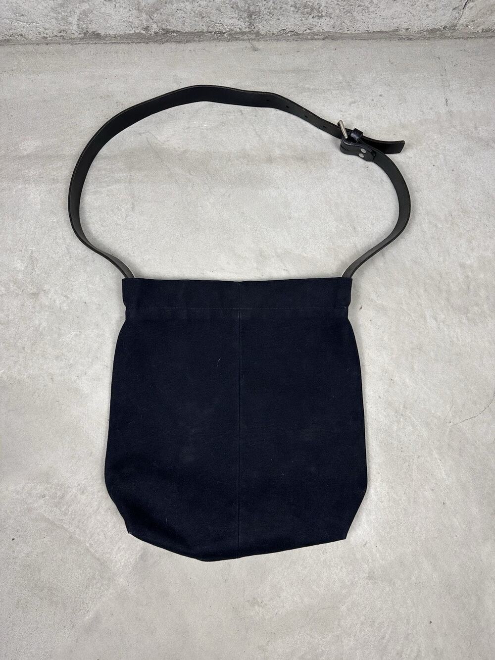 Maharam Black Heavy Canvas Leather Adjustable Karel Bag Crossbody Designer